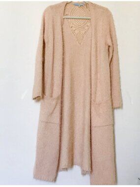 Anthropology - Cecico Peach Pink Fuzzy Duster coat S